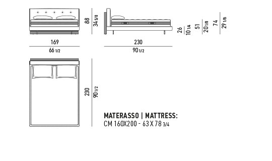 Brasilia Bed Minotti — вид сбоку