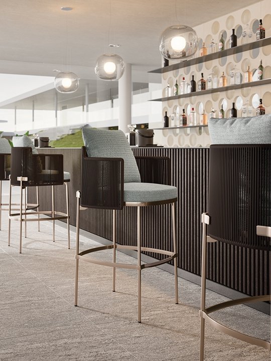 Tape "Cord" Outdoor Stool Minotti — вид сбоку